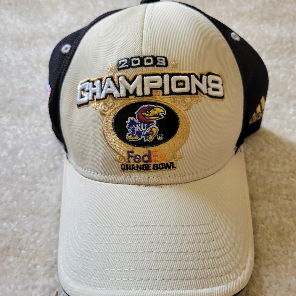 Adidas Beige Kansas Jayhawks '08 Orange Bowl Champs Hat Adult OSFA Pre-Owned